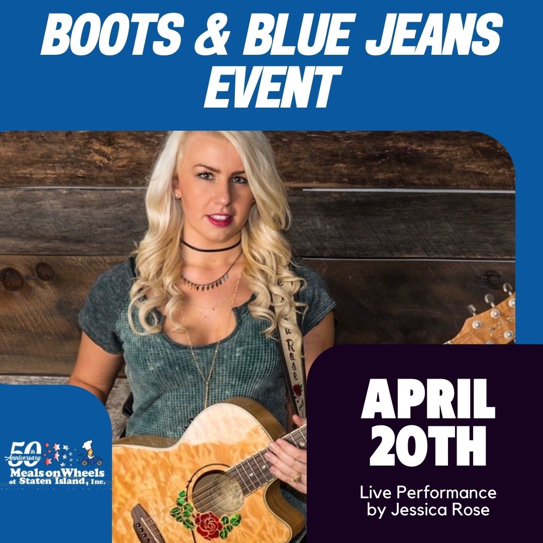 MealsOnWheelsSI's tweet photo. You're Invited! Join us on April 20th for our Boots &amp; Blue Jeans Event featuring live performance by Jessica Rose! Click here to learn more: https://t.co/yezXz1T22g https://t.co/c7hzaVT3qA