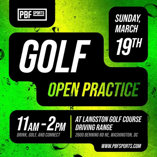 pbfsports's tweet photo. Golf OPEN PRACTICE is back this Sunday! We’ll see you at Langston Golf Course driving range at 11am! 

The Spring season begins Monday, April 3rd! 

Register today through the link in bio!

#pbfsports #pbfgolf #dcmillennials #dcgolf https://t.co/5uL81YthNa
