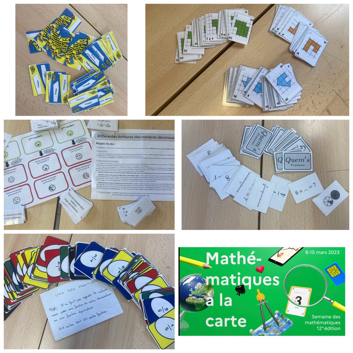 eemcp2mathsZAO's tweet photo. Pour fêter le #PiDay et la #SemaineDesMaths, ateliers jeux de cartes en 6ème au @lycee_mermoz de Dakar : Math’s up, Quem’s, Uno, Perimaire @aefe_zao @Jeux2Maths_IREM https://t.co/tfJIZpjYAp