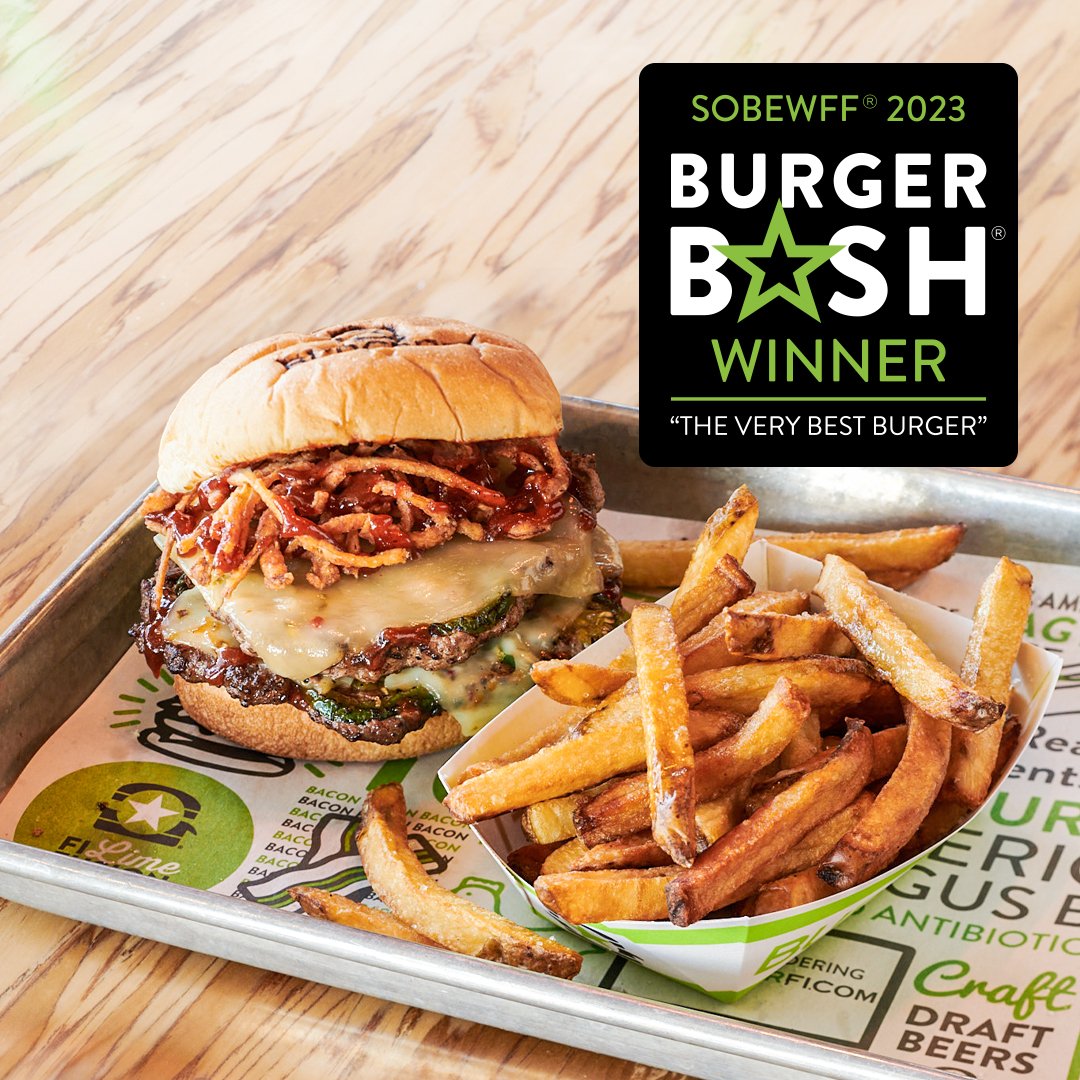 BurgerFi's tweet photo. Have you tried “The Very Best Burger” yet!? 😋 AKA: our award-winning BBQ Rodeo Burger. Giddy up to your local #BurgerFi today 🤠 @SchweidAndSons @SOBEWFF @mingtsai https://t.co/NdRSSo4GDE