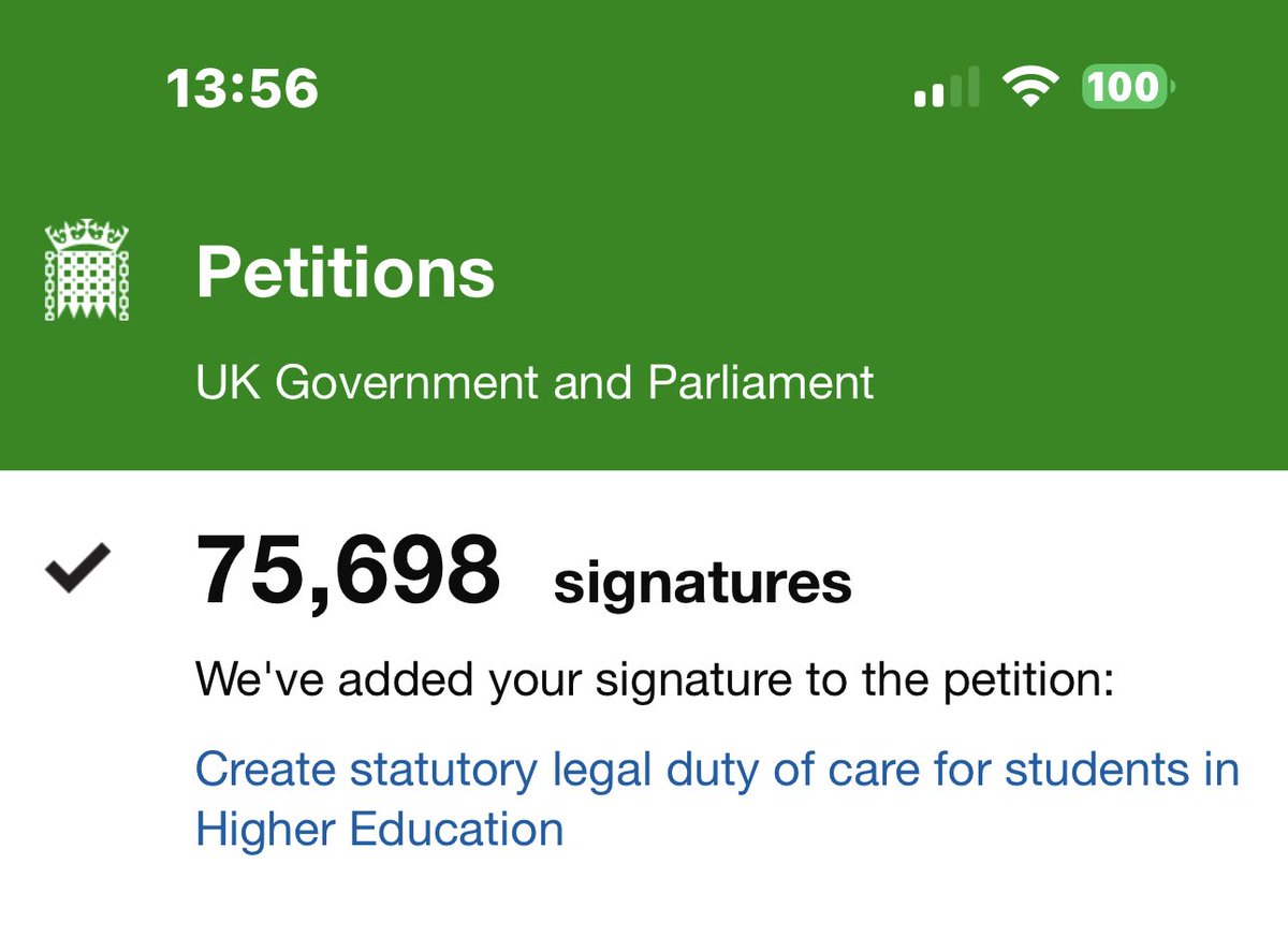@Your_Mountain_ @TheLearnNetwork @ForThe100_ @PAPYRUS_Charity @StudentMindsOrg @calm Need to get to 100,00 so it’s debated in parliament.
The give response is just the usual bureaucratic nonsense, “go away leave us alone”