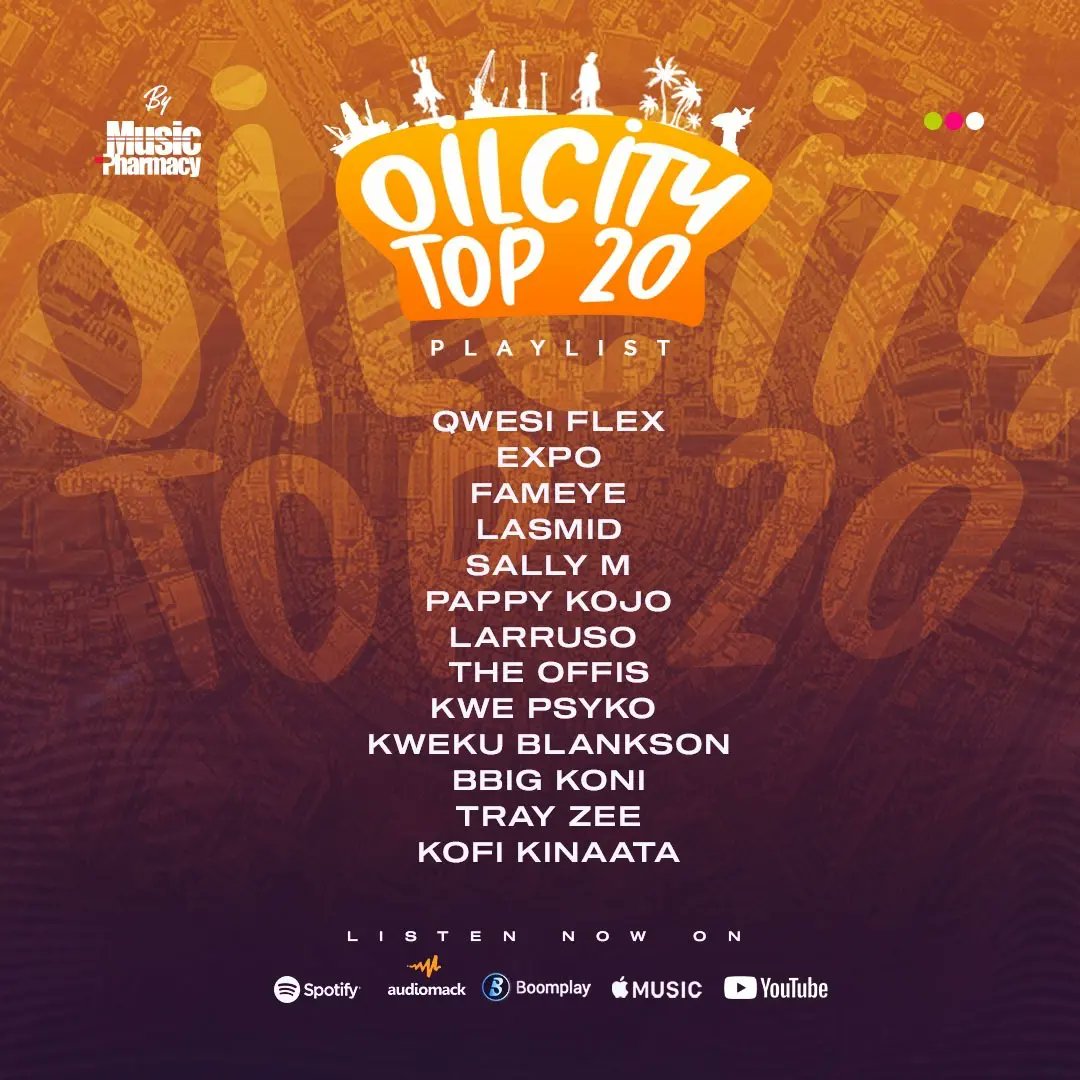 #OilcityTop20Playlist out on your favorite music streaming platform.

Cover Artist:-  <a href="/QwesiFlexMusic/">Man In A Boy🌟</a> (Oil City - Adiembra)

Playlist Link: themusicpharmacy.com/oil-city-top-20

#TheMusicPharmacy
#OilcityTop20Playlist
#GhanaMonth
#Takoradi #Sekondi