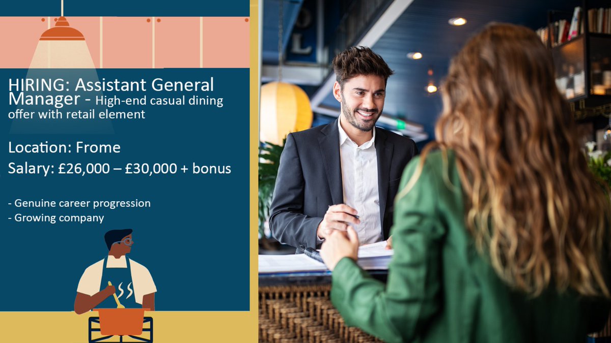 HIRING: Assistant General Manager - High-end casual dining offer with retail element.

Location: Frome

To find out who to send an up to date CV to, head to our website to find out more information: ttwrecruit.co.uk/job/assistant-…