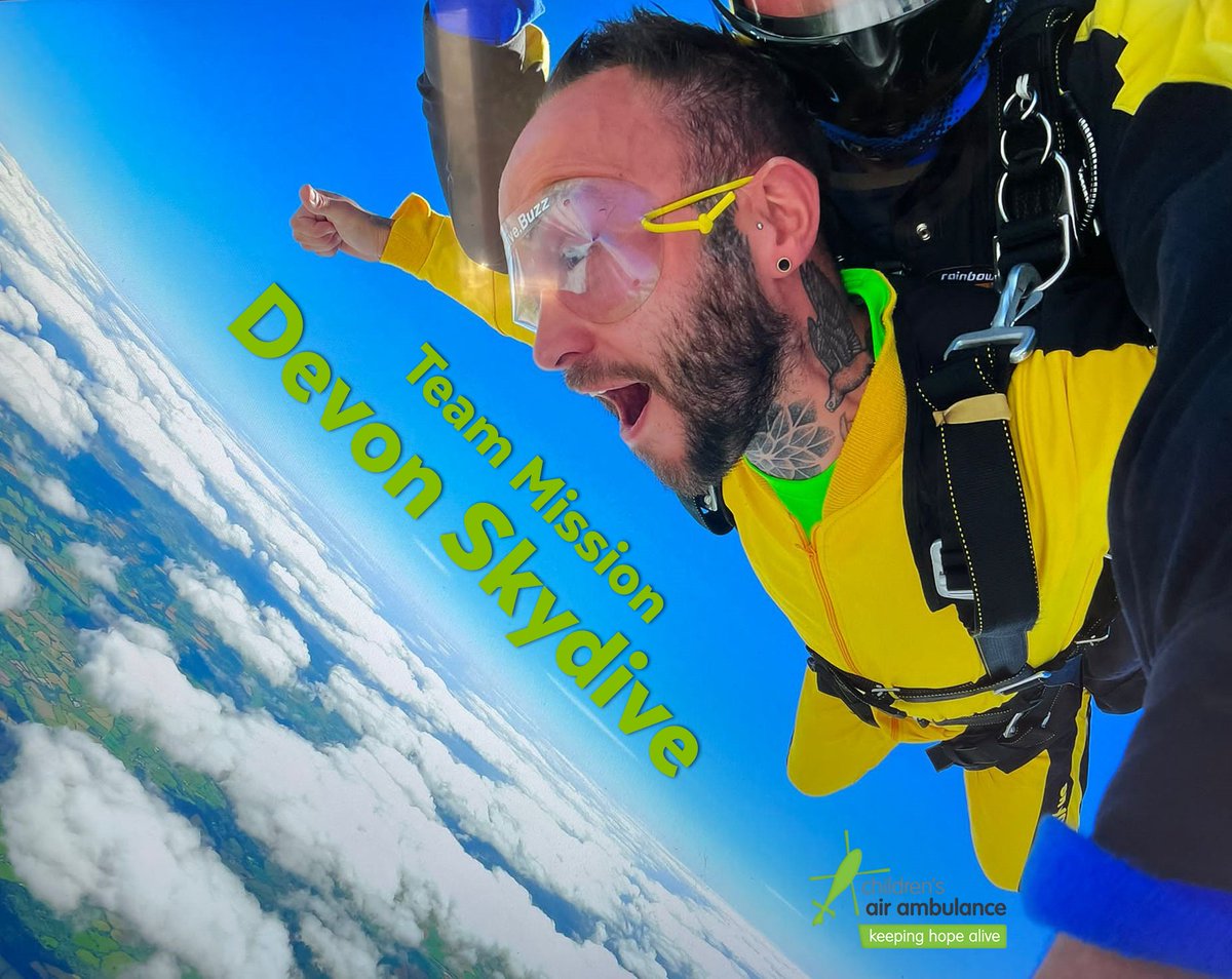 ChildrensAirAmb's tweet photo. Please help us raise vital funds by participating in one of our #teamission events.
Feel the rush of falling at 120 mph in freefall then enjoy the beauty of the Devon countryside as you glide to earth under parachute.
Learn more and sign up today - https://t.co/e2bEi2nxBi https://t.co/SgfmnnzbgX