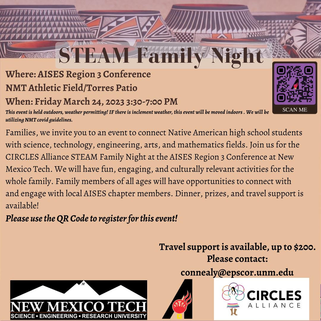 NMEPSCoR's tweet image. We are going to be there and we hope to see you too!! @epscoridea #NSFStories #EPSCoR #nmepscor #nmsmartgridcenter #CIRCLESAlliance #NSF @NMTNews @AISES @AISES_Region_03