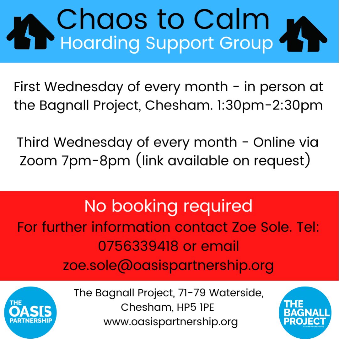 For anyone who may feel that they are affected by hoarding behaviours, The Bagnall Project are running a friendly, welcoming and non-judgemental support group facilitated by Jaime Frow (Professional Organiser and owner of Thoughtfully Organised Homes).