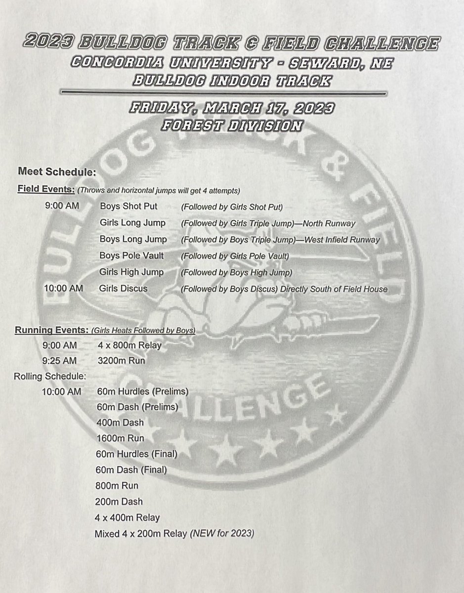 tf_fcpanthers's tweet photo. Panther Fans: The first meet of the HS season is this Friday, March 17th! Fillmore Central travels to Seward to compete in the Concordia Indoor. Here is the order of events for the meet! Go Panthers! https://t.co/Jh1I39dhh2