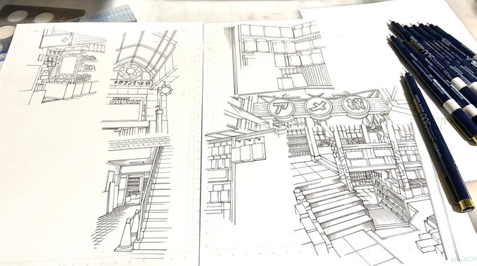 背景ペン入れもうちょい 