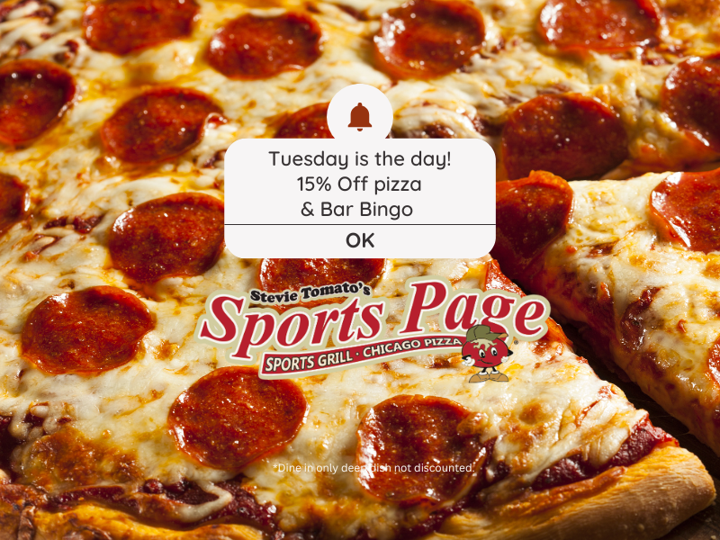 MMMM.... It's Pizza Tuesday at Stevie's 
If you havent tried our award winning Iconic pizza.
Here's your chance 15% Off Pizza on Tuesdays. 
Join us for Bar Bingo! 
StevieTomato.com
#capecoralfl #capecoralflorida #pizza #trivia #happyhour #stevietomatos #iconic