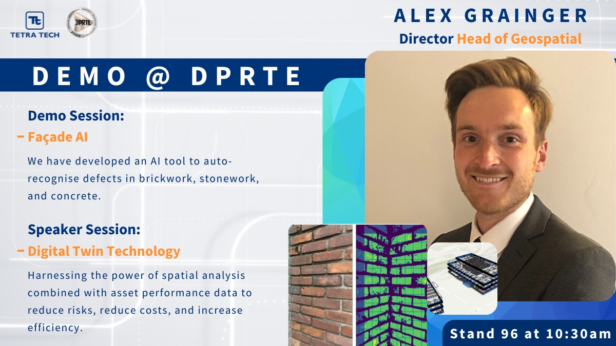 Our <a href="/DPRTE/">DPRTE 2026</a> 23 event speaker, Alex Grainger!
 
Alex will be presenting Digital Twin at the Estates &amp; Infrastructure Zone at 11:30. 
 
As well as his presentation, Alex will also be hosting a demo session at our stand (96) where he will be presenting and discussing Façade AI.
