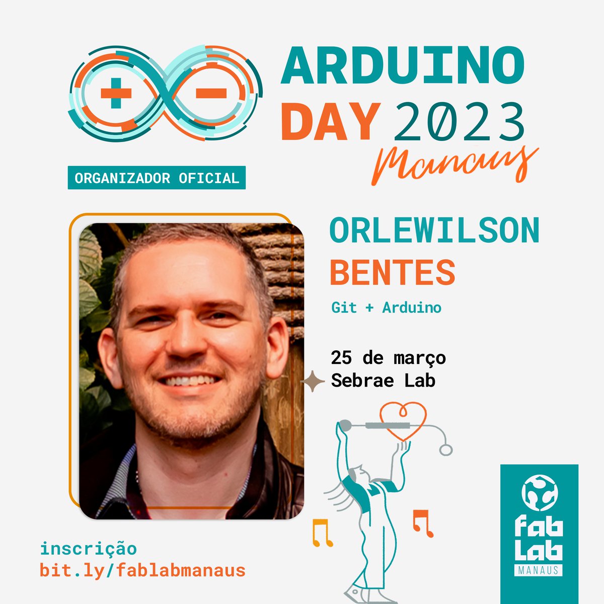 Orlewilson Bentes está confirmado no Arduino Day Manaus 23! Você aprenderá sobre controle de versão (que ajuda na gestão de alterações de arquivos ao longo do tempo para que você possa lembrar versões específicas mais tarde), e como aplicá-lo usando Git por meio do Arduino.