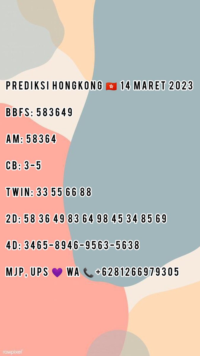 Prediksiqueen's tweet photo. PREDIKSI HONGKONG 🇭🇰 14 MARET 2023

JOIN GRUP PREDIKSI GRATIS BISA LANGSUNG CHAT KE WA 📞+6281266969705

#prediksitogel #prediksihongkong #prediksijitu #PREDIKSITOGELHONGKONG #prediksitop #TogeLovers https://t.co/E8gKrfQsnQ