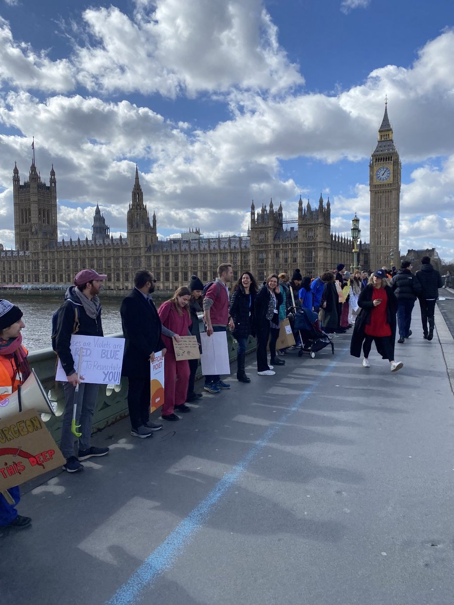 DrOKaneAgain's tweet photo. Hundreds of junior doctors, SAS &amp; consultants “Reaching Out To Rishi” from St Thomas’ to Parliament for full pay restoration.

#WeAreOneProfession

@TheBMA https://t.co/YaHs1RYkiK