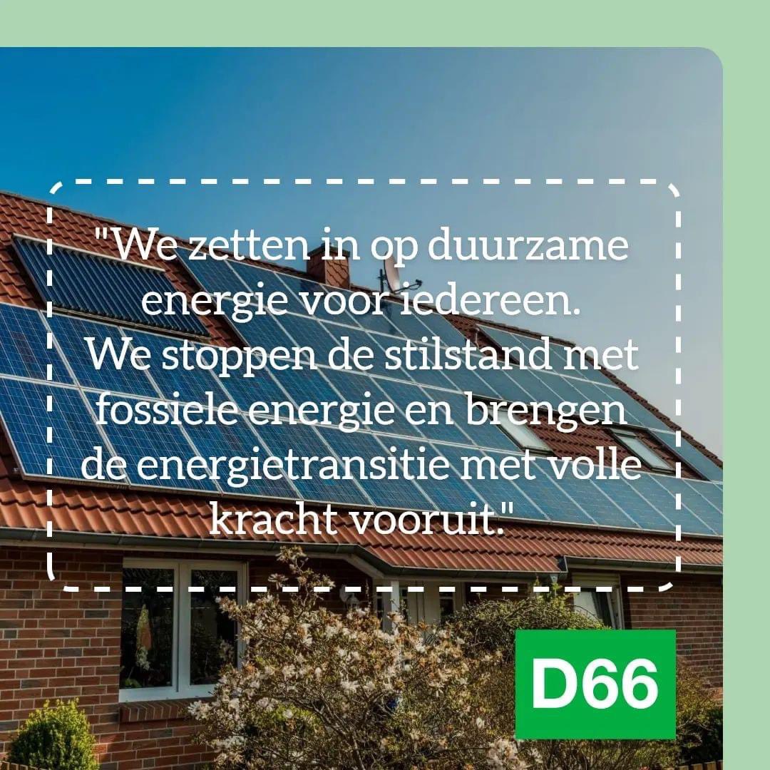 Stem de energietransitie vooruit!🔋

D66 zet vol in op écht hernieuwbare energie. We gaan slim om met warmte en verlagen de uitstoot. Zo gaan we de klimaatdoelen halen.🌍🌱

Stop stilstand.
Stem vooruit.
Stem D66 💚

#StopStilstandStemVooruit 
#StemD66