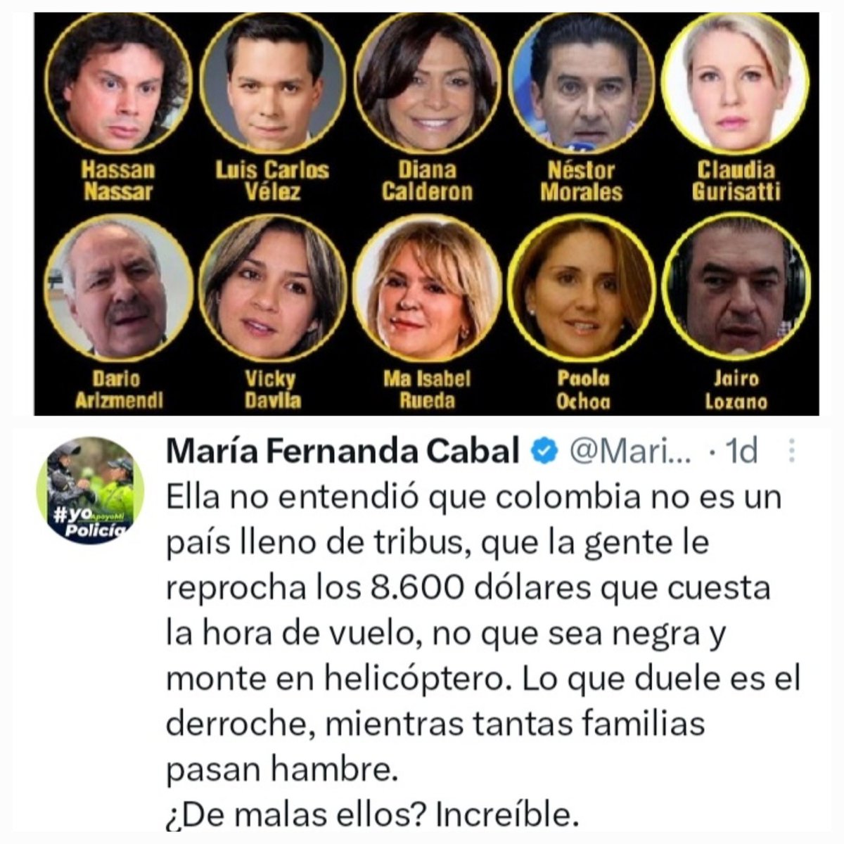 #DeMalas Canallas, verdad que prefieren que Colombia siga siendo un país lleno de Clanes y mafiosos
"Como duele no tener en el poder ejecutivo a los amigos de siempre "