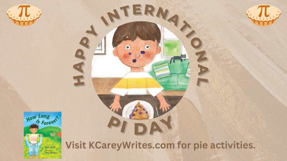 KCareyWrites's tweet photo. Happy International PI Day!  The decimal value of PI can go on FOREVER making today the perfect day to read a pie themed book &amp; think about what you will value forever. #internationalpieday #picturebook #math #grandparents @QZhuang @charlesbridge @kbworld33 @Soaring20sPB 🧮🥧📚🥰 https://t.co/K0nFYTtPcA