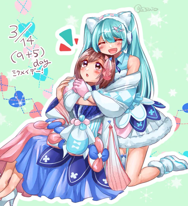 「こうしたらもっとあったかいよね!」3/14ミクメイデー便乗!絡んでるとこもっと見たいと思った2020冬まつりちゃんたちで 