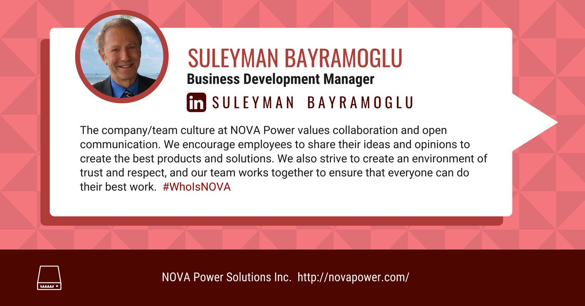 Our team succeeds by allowing each member to provide new ideas to help our company grow. We've created an open space for collaboration and insight. <a href="/sbayramoglu/">Suleyman Bayramoglu @novapower.com</a>   #collaboration #success #team #smallbusinessgrowth #powerqaulity.