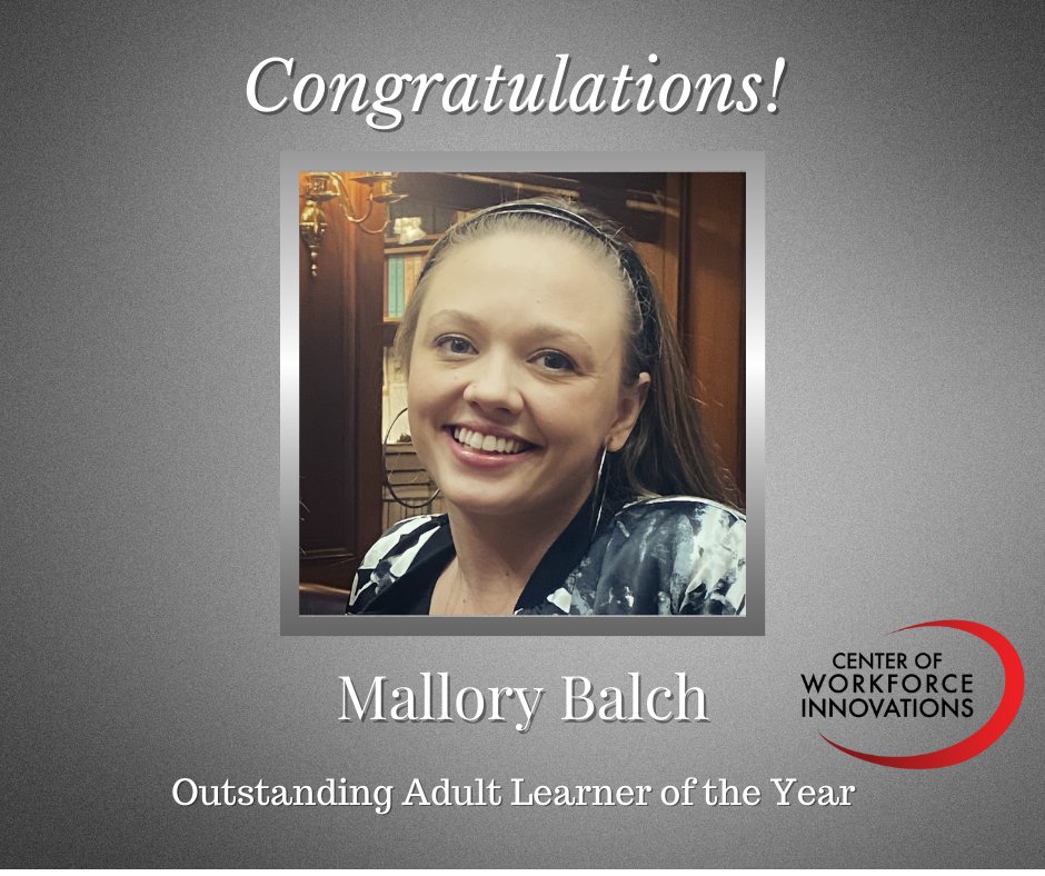 Center of Workforce Innovations (CWI) would like to congratulate Mallory Balch on becoming COABE's 2023 Outstanding Adult Learner of the Year! Mallory currently works as an Adult Education Instructional Assistant at CWI. <a href="/COABEHQ/">COABE</a>