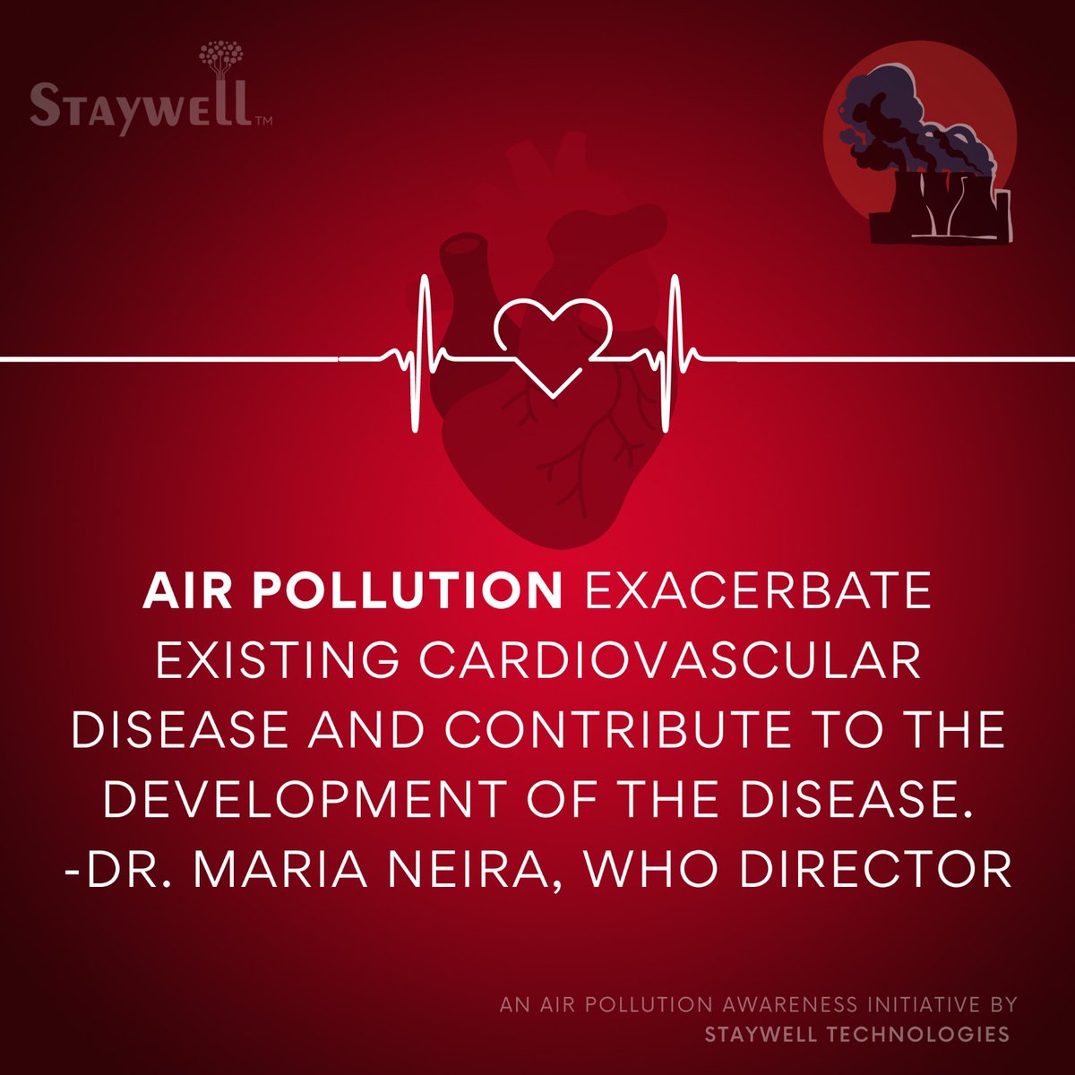 staywellnews's tweet photo. Air pollution exacerbate existing cardiovascular disease & contribute to the development of the disease.
-Dr. Maria Neira, WHO Director
#AirPollution #CardiovascularDisease #WHO #MariaNeira #HeartDisease #Stroke #AirQuality #PollutionControl #RespiratoryHealth #CleanAir https://t.co/SKC0lAScek
