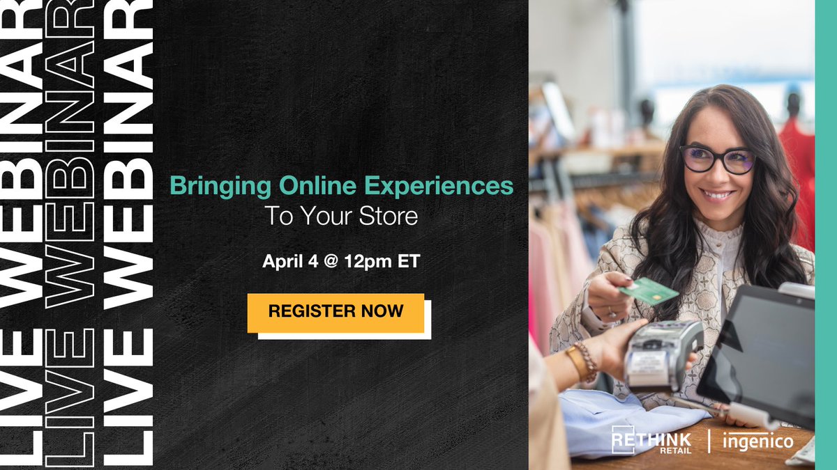RETHINK_Retail's tweet image. Today’s digital-first consumers expect convenient, personalized and frictionless #online and #instoreexperiences. 

Register now for #RETHINKRetail's latest webinar on April 4 at 12:00pm EST to learn how #retailers can create online experiences in-store.

bit.ly/3YMXPB6