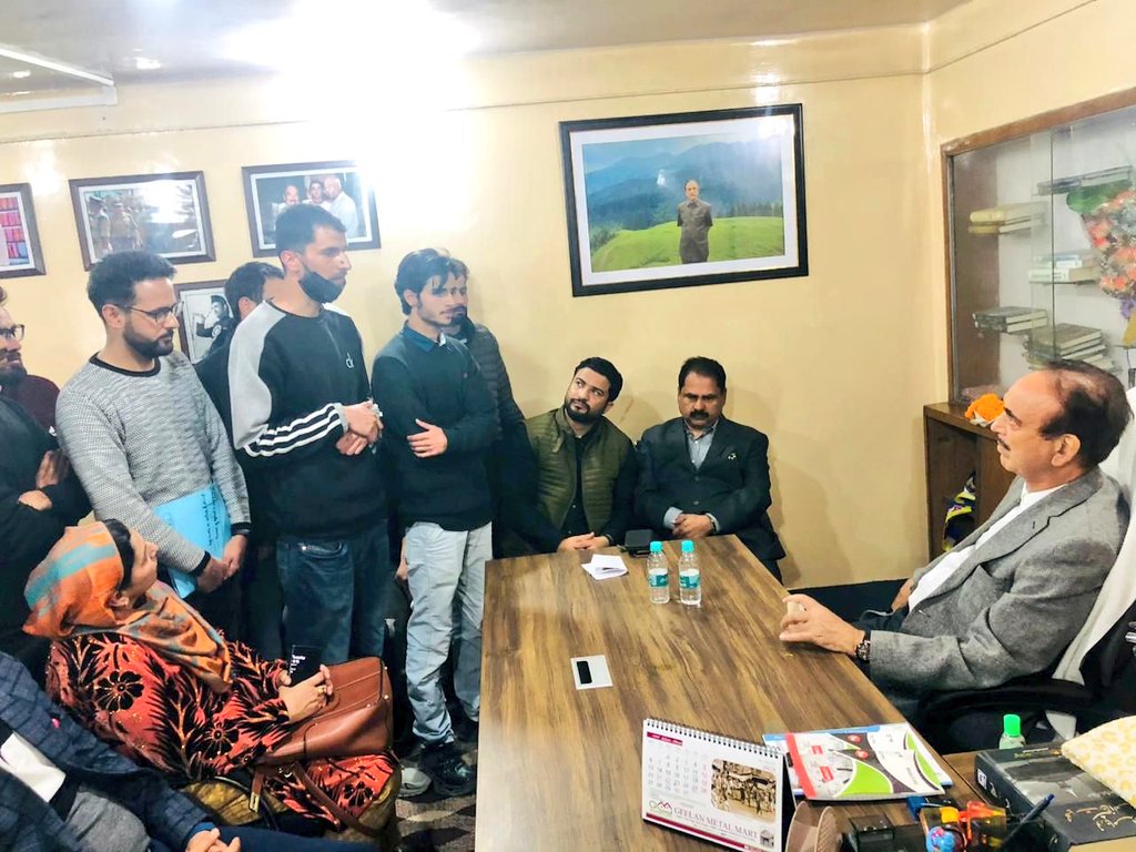 Met a deputation of #JKSSB aspirants today at my office in Srinagar who apprised me about their concerns regarding a blacklisted company. Govt must allay their concerns &amp; I will also raise matter with appropriate authority. We can't afford to put their future at risk!