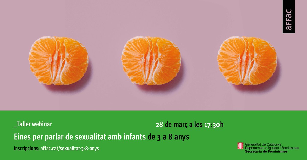 affac_cat's tweet photo. 📢 Famílies, us presentem les noves formacions de criança positiva 💛 de l'aFFaC que tenim programades per aquests propers mesos:

🟢 Eines per parlar de sexualitat amb infants de 3 a 8 anys (28 de març, a les 17:30h i en format virtual).

👉Inscripcions: https://t.co/S8Whcyp8A4 https://t.co/Zl4Bb2Efub