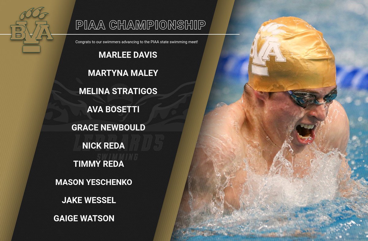 BvasdAthletics's tweet photo. GOOD LUCK to our swimmers as they embark on their journey to the PIAA state championship!!! https://t.co/8GDJIIyQsb