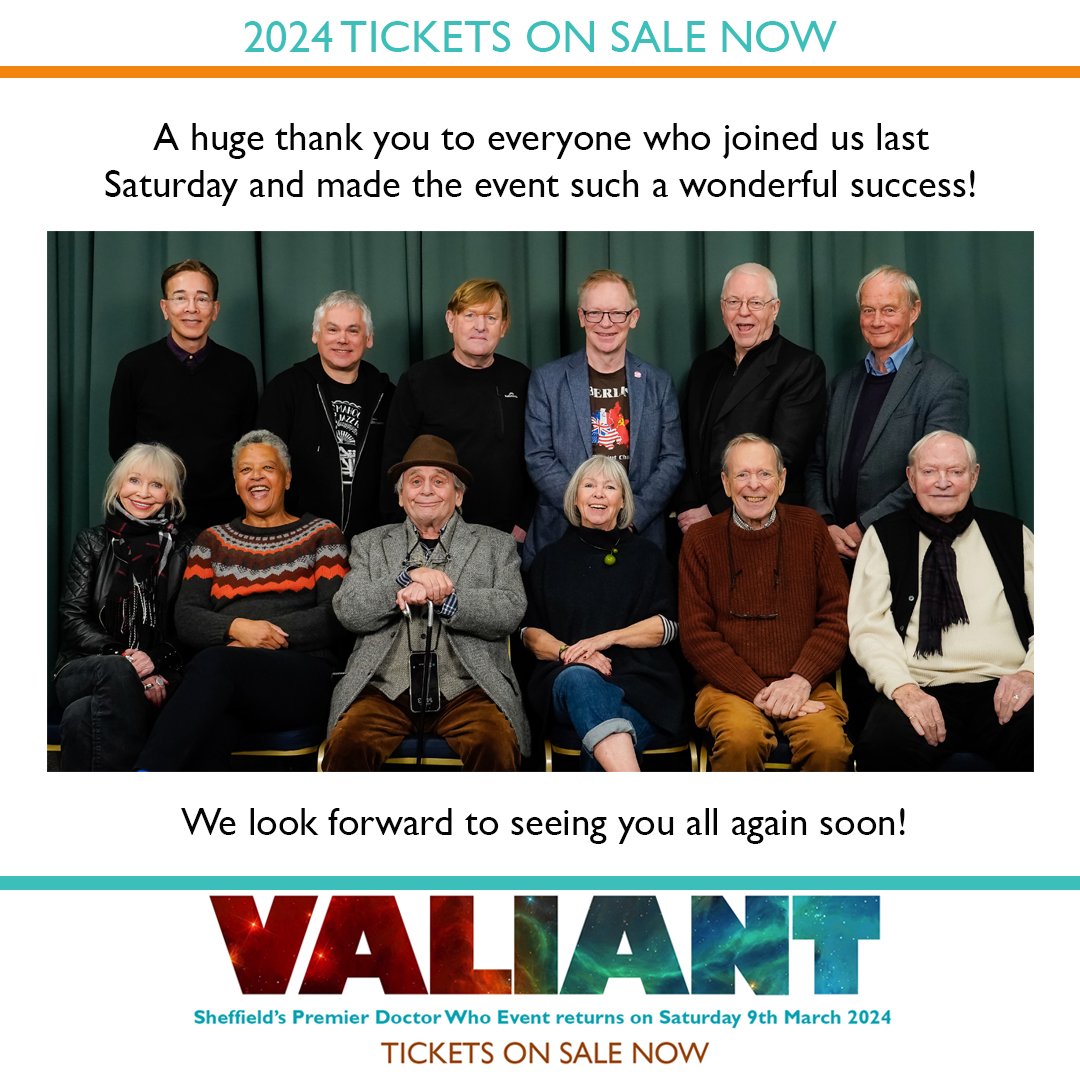 fantomfilms's tweet image. What a fantastic day in Sheffield!

Tickets for 2024 are on sale NOW. 2023 prices are FROZEN until the end of April, so book now and save more!

fantomevents.co.uk 

#DoctorWho #DrWho #Valiant2023 #Valiant
