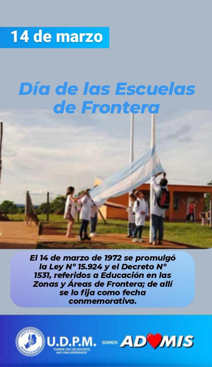 Que importante es el trabajo de nuestros docentes de las Escuelas de Frontera..algunos tienen que recorrer varios kilómetros para estar junto a sus alumnos y dar lo mejor. Gracias y feliz día a todos! 🥰🤗 un abrazo grande de nuestro Sec Gral <a href="/grillo141/">Ruben Dario</a> en este día tan especial!