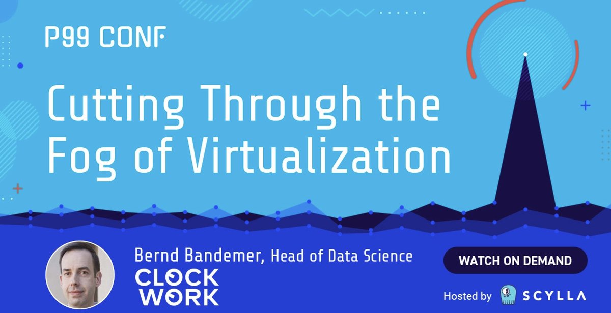 clockworkio's tweet photo. In case you missed it, Bernd Bandemer, the Head of Data Science at #Clockworkio, gave an insightful presentation on "Cutting Through the Fog of #Virtualization" at #P99CONF. Catch the highlights here https://t.co/J5jbSxdtTe #cloudnetwork #latency! https://t.co/I6GBYfSxH0
