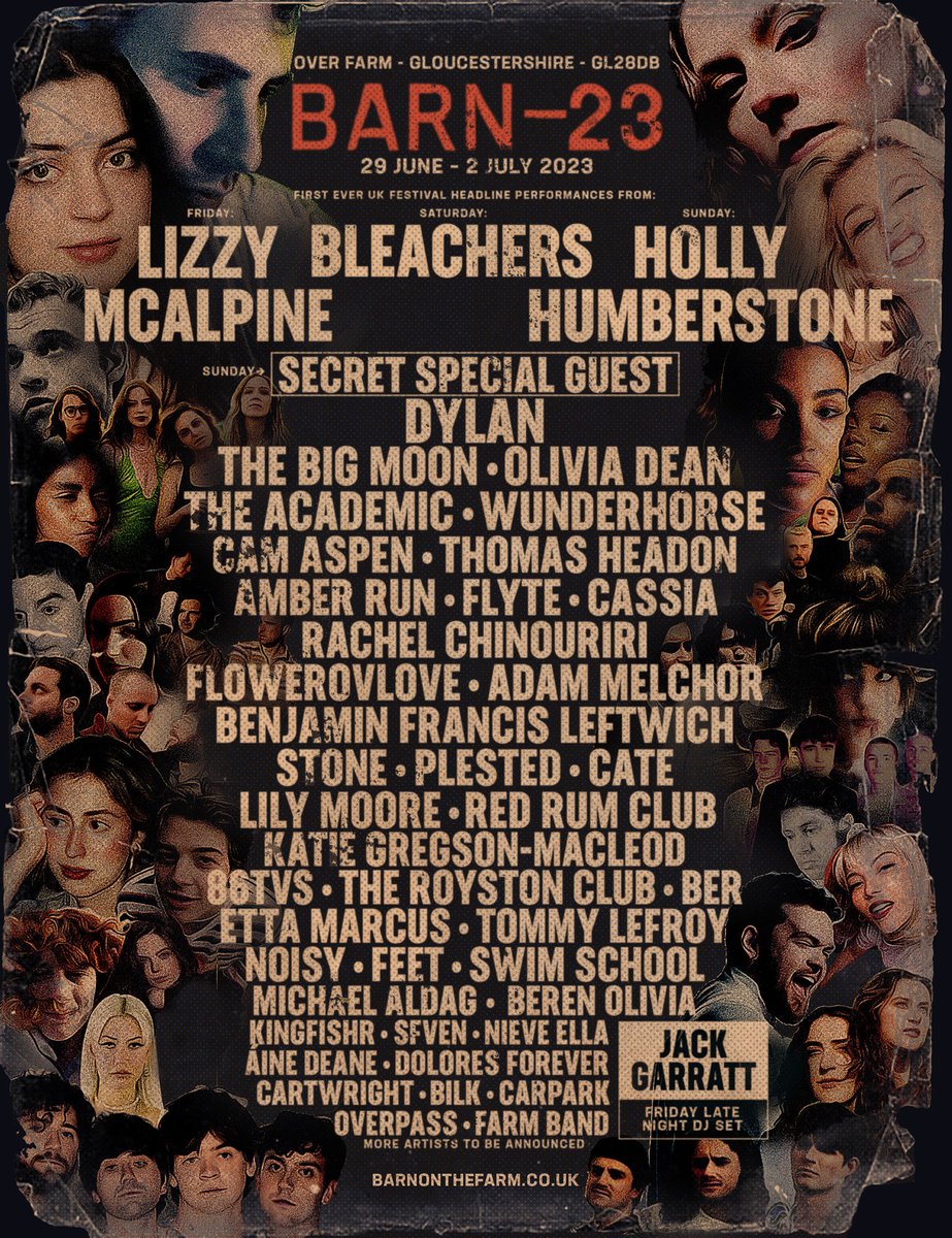 Lizzy McAlpine is headlining Friday night at Barn 23 !! we’re also super stoked to announce The Big Moon, The Academic, Amber Run, Cassia, Benjamin Francis Leftwich, Plested, ber + MORE. tickets: bit.ly/Barn23 ⚡