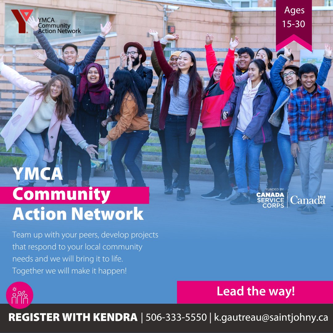 swnb_ymca's tweet photo. The next YMCA Community Action Network (YCAN) cohort starts soon! Register for an exciting opportunity which helps Youth improve leadership skills, channel creativity, and take the initiative to build the community. 

Contact Kendra today!
506-333-5550 | k.gautreau@saintjohny.ca https://t.co/IgdazI99qx