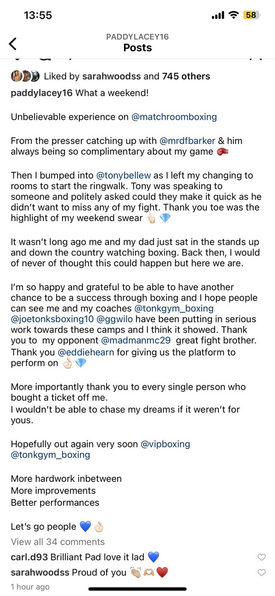 paddy_lacey's tweet photo. What a weekend!
Thank you all for coming
Thanks you @EddieHearn &amp; @MatchroomBoxing from start to finish you look after your fighters like no one else 👌🏻💎
Thanks to my team @vipboxing @JoeTonks10 
Let’s get busy this year and keep improving the rest will fall into place 👌🏻💙 https://t.co/9u2pUiswSj