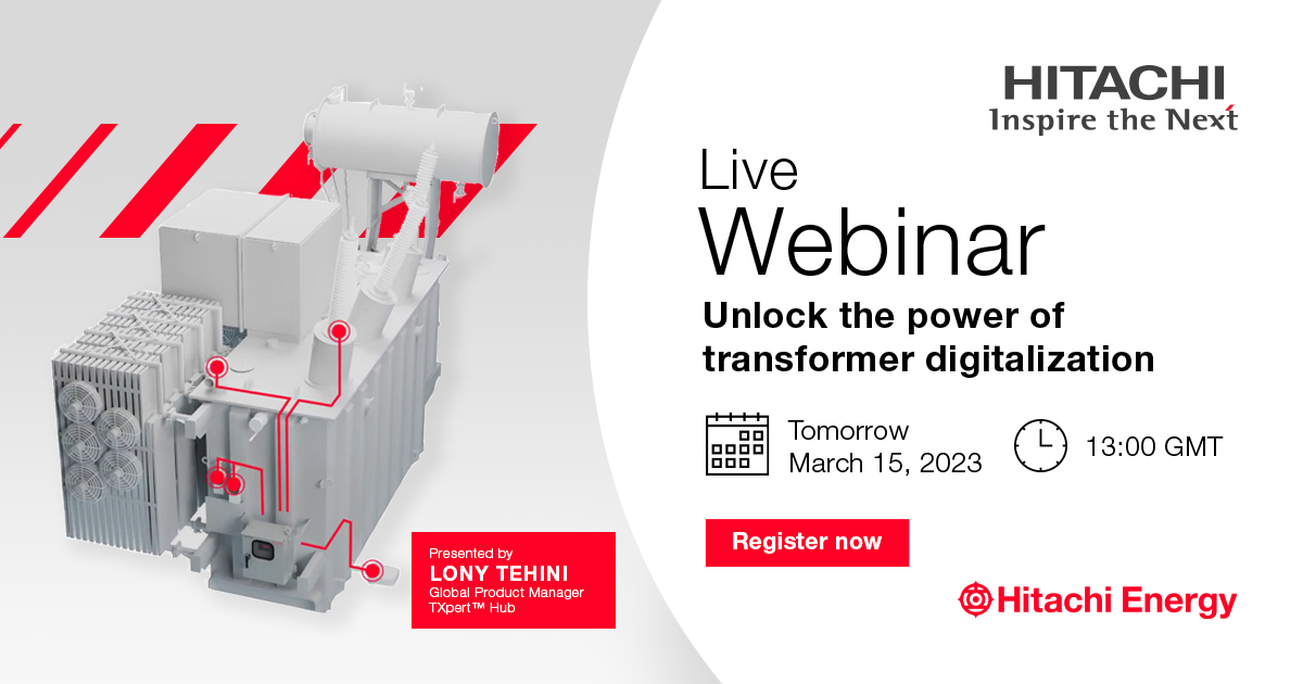 hitachienergy's tweet image. Last chance to join us LIVE for an interactive webinar on transformer digitalization. Register now and join us tomorrow, March 15 at 13:00 GMT➡ hitachienergy.social/BEn
Lony Tehini, our global expert on digitalization product manager of #TXpert Hub will help you #MakeDigitalReal.