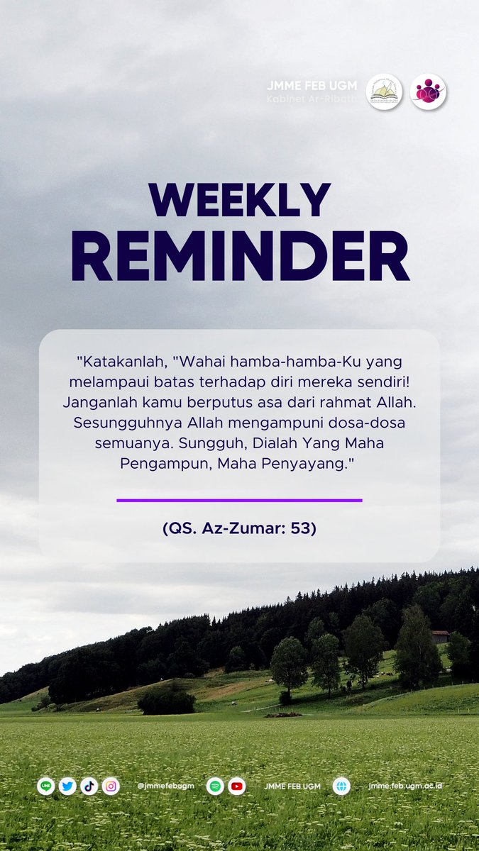 Sebagai manusia tentunya kita tidak pernah luput dari salah dan dosa. Banyaknya maksiat dan dosa yang dilakukan membuat kita merasa tak pantas berpijak di surga. Namun, tak peduli dosamu setinggi langit dan seluas bumi, Allah akan selalu membuka pintu taubatnya.

#Reminder #quote