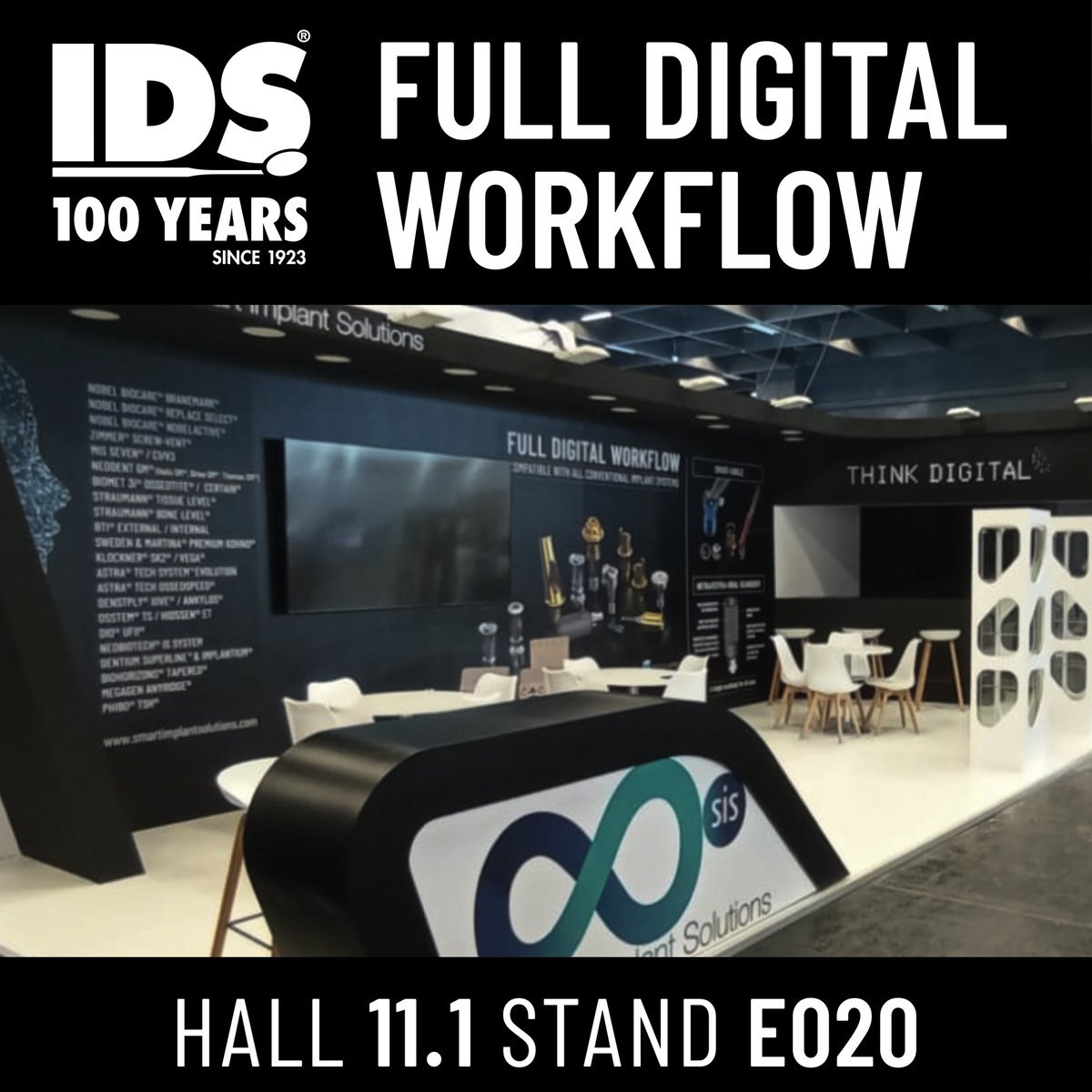 SmartImplantSol's tweet photo. We invite you to visit our Stand: Hall 11.1, E020.

#fulldigital #abutments #dentallab #dentalclinic #implantes #implantologia #dentalimplants #multiunit #analog #tibase #scanbodies #cadcamdental #cadcam #ids2023 #IDScologne #IDS https://t.co/NMWocxn2md