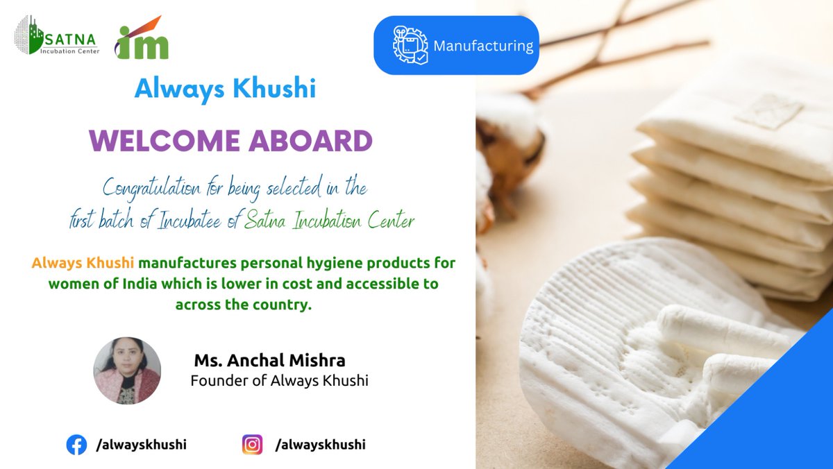 IncubationMS's tweet image. #FirstBatch #SIC #Startup #AlwaysKhushi

Congratulations team @AlwaysKhushi for being selected in the first batch of Satna Smart City Incubation Centre.

Best wishes and welcome aboard!

#SICSATNA #SatnaIncubationCenter #Startups #Incubationmasters #AlwaysKhushi #SatnaSmartCity