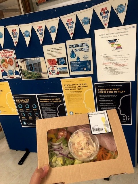 Starting off celebrations for #NHW2023 with the launch of new salad boxes for staff and visitors - British Ham & Homemade Coleslaw, Cheddar Cheese & Free Range Eggs, Homemade Coriander Hummus & Pitta. Also a great opportunity to promote @LoveBritishFood @SoilAssociation