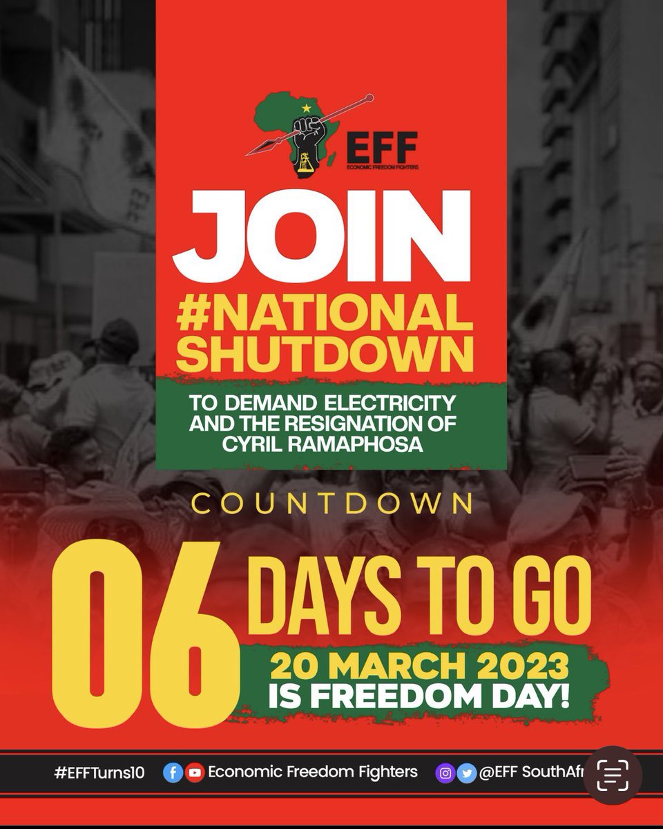 DZumaSambudla's tweet photo. I WILL BE JOINING #NationalShutdown 

20th Of March Will Be A Significant &amp; Historic Day For Millions Of People Who Have Suffered Under Cyril In The Last Six Years.A Lot Of Us Have Our Differences With The EFF BUT I Am Choosing To Exercise Political Maturity &amp; Tolerance.Amandla✊🏾 https://t.co/lCA5A0AYoz