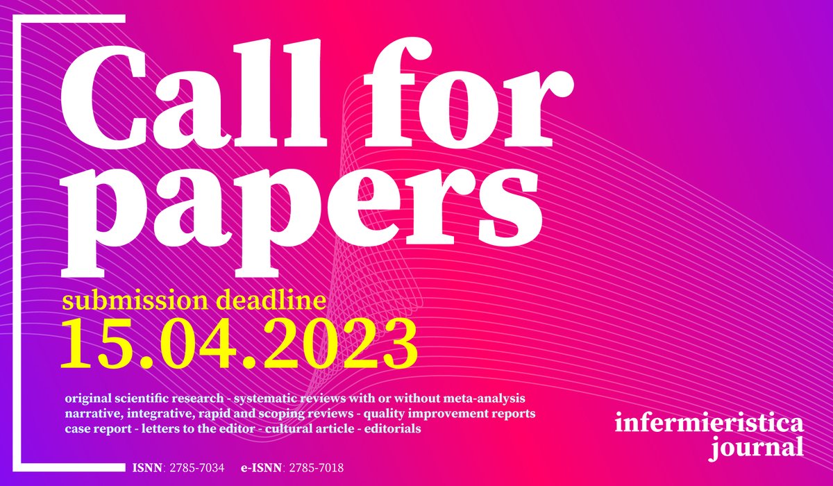 NursingNow2020's tweet photo. 🚨Have you seen @infermieristicj has a call-out for work to publish in the next addition of the Journal?

For full info on IJ, guidelines for work, how to submit and to view previous a previous publication, visit 👉https://t.co/6MPsvCckev

@BurdettTrust #nursing #nursingtwitter https://t.co/uvoKrrk6MN