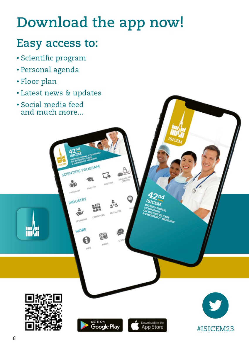 ISICEM's tweet photo. #ISICEM23 - Don’t miss being connected with @ISICEM! Download the symposium app (for free) via the App Store or Play Store
#ICCommunity #shapingICUfuture https://t.co/V2D5ZT6SNg