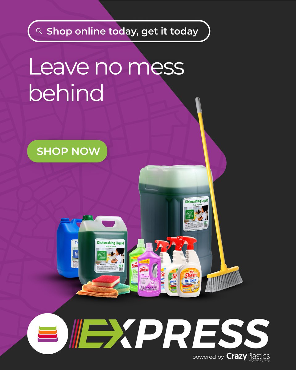CrazyPlasticsSA's tweet photo. Say goodbye to dust bunnies and hello to convenience with Crazy Express! Order your essential cleaning products online and have them delivered to your doorstep in no time.
Shop online today, get it delivered today.
📲https://t.co/PbjeYg4Jzs
#CrazyPlasticsSA #CrazyExpress https://t.co/7lMUdGYpX0