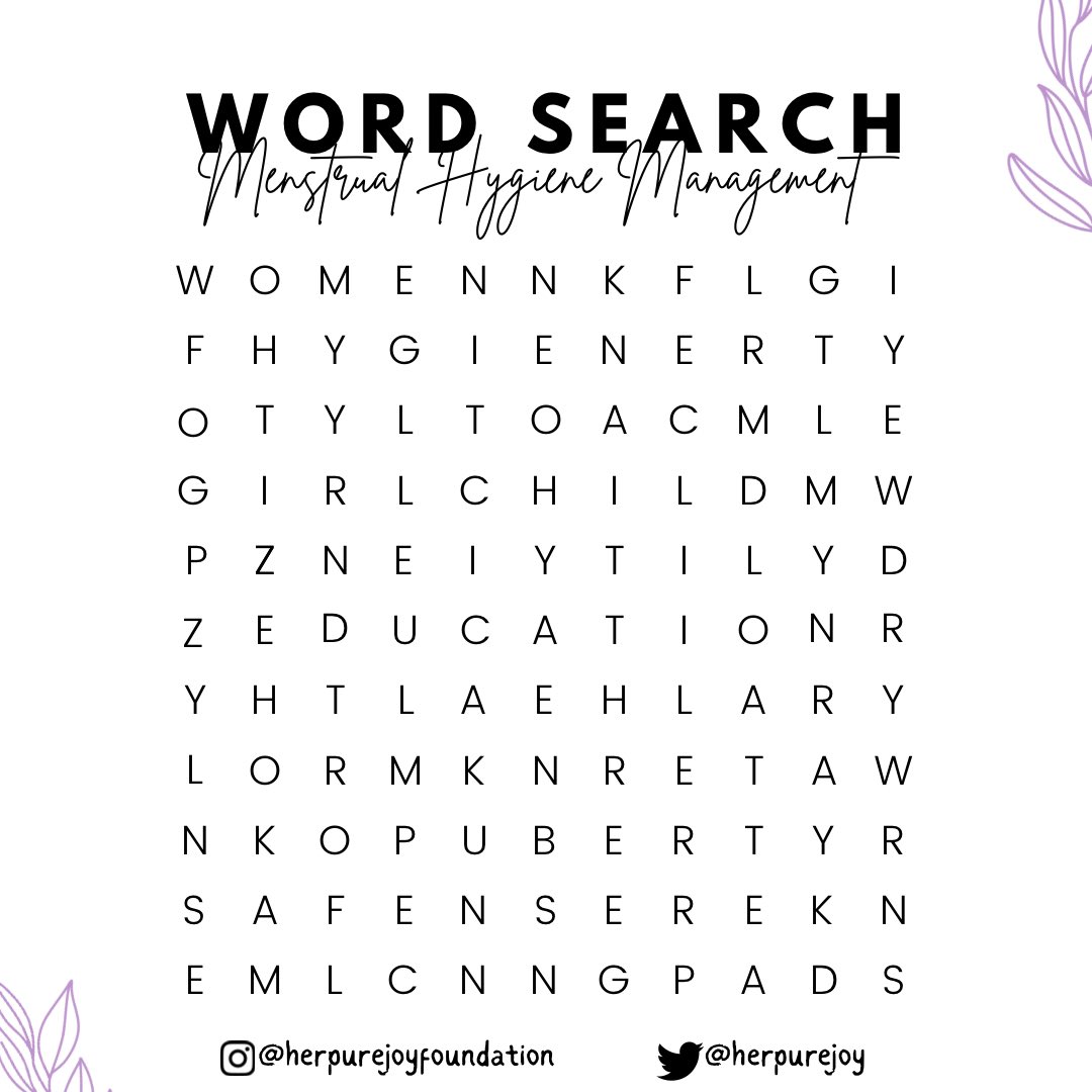 Comment down below the first 3 words you find🤭

Here’s a clue, there are 9 words in this word search and all of them are important when it comes to tackling period poverty.  #EndPeriodPoverty #menstrualhealth #menstrualhygiene #menstrualawareness #menstrualeducation