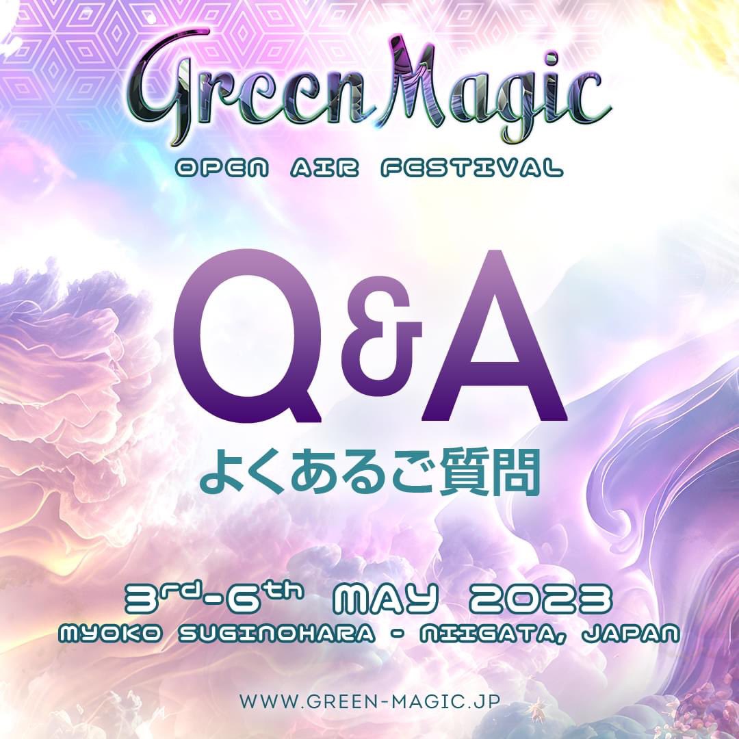 GreenMagicJp's tweet photo. GreenMagic Open Air Festival 2023 Q&amp;A について🌱

Q1. 車の出入りに関して

Q2.会場周辺の宿に関して

Q3.会場内の入浴施設に関して

添付画像にて
ご説明させていだいております。
皆様のご理解ご協力のほど、
宜しくお願い致します🙏
green is good🍀
#greenmagic #greenmagic2023 #greenisgood https://t.co/OItCEaX8ec