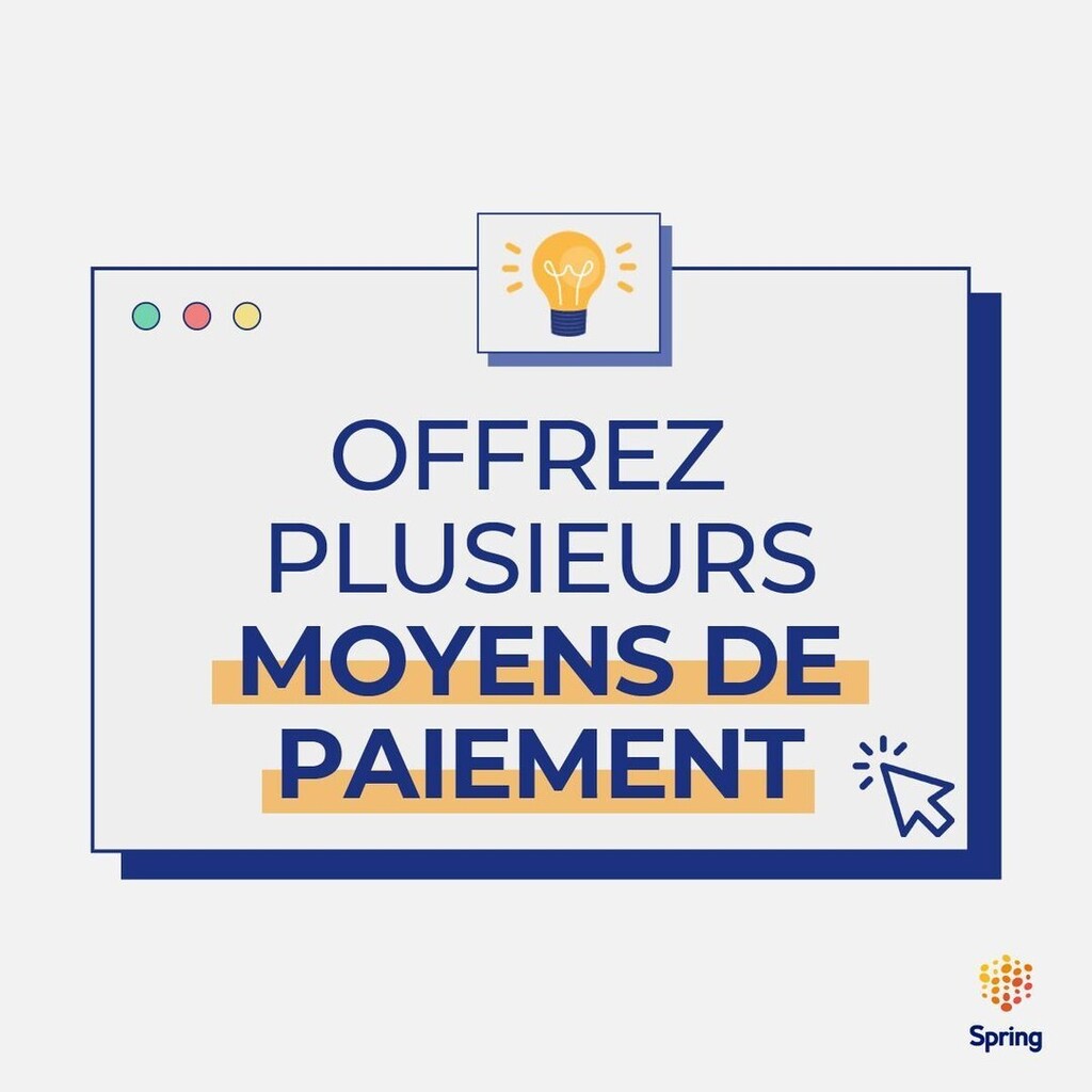Spring_GDS_FR's tweet image. [#SpringTips] 💸 Offrir des moyens de paiement sur votre E-commerce est l’une des meilleures manières d’augmenter les ventes, surtout si vous le faites vers d’autres pays.

☝️ Les clients pourront choisir le moyen de paiement le mieux adapté à leurs b… instagr.am/p/Cpw-ZfpI3o9/