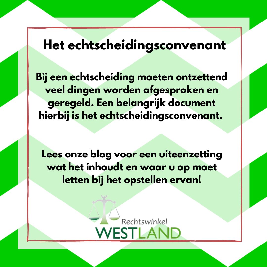 Bij een echtscheiding moeten ontzettend veel dingen worden afgesproken en geregeld. Een belangrijk document hierbij is het echtscheidingsconvenant.
In onze blog (wetswinkelwestland.nl/.../uitgelicht…)
leest u hier alles over!