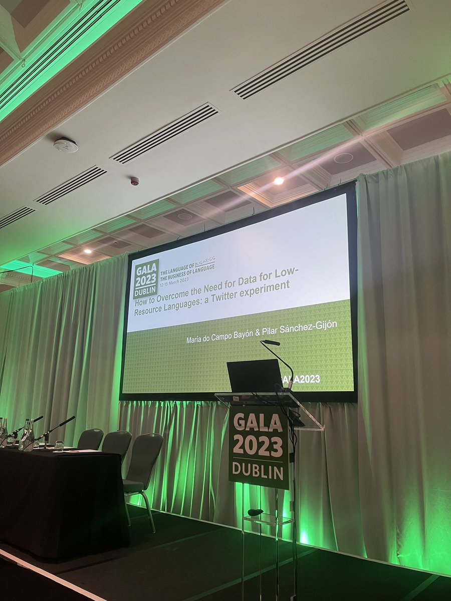 Ready for my presentation on how to overcome the need for data in low-resource languages. Room Herbert at #GALA2023