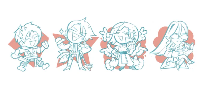 WIP of da boiz... these will probably be acrylic keychain-standees but we'll seeee 