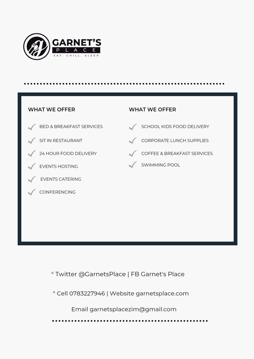 Hie guys. My name is Junior Garnet (26) from Bulawayo, founder of <a href="/GarnetsPlace/">Garnet's Place</a> and @AppAComboZW. These flyers state my businesses better and clearly and i'd appreciate a like/a Retweet from you. Maybe my next client is on your timeline 🙏